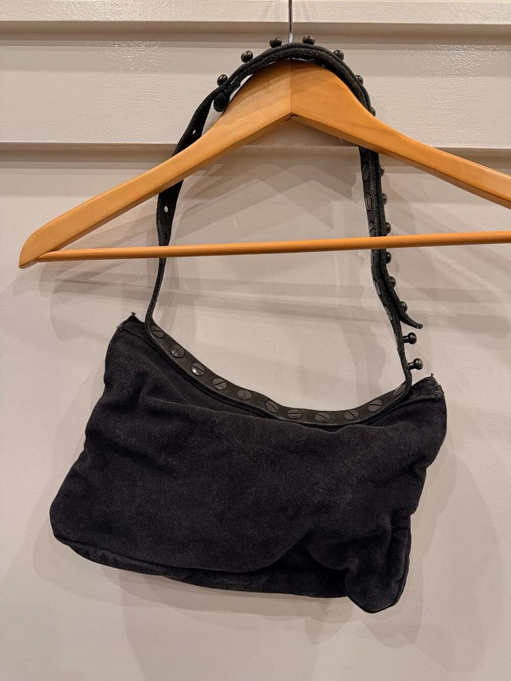 Diesel Black Studded Denim Shoulder Bag - Picture 2 of 4